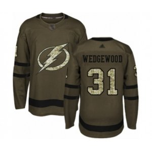 Tampa Bay Lightning #31 Scott Wedgewood Authentic Green Salute to Service Hockey Jersey