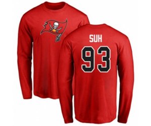 Tampa Bay Buccaneers #93 Ndamukong Suh Red Name & Number Logo Long Sleeve T-Shirt