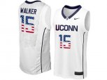 2016 US Flag Fashion Uconn Huskies Kemba Walker #15 College Basketball Jersey - White