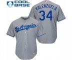Los Angeles Dodgers #34 Fernando Valenzuela Replica Grey Road Cool Base Baseball Jersey