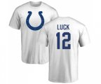 Indianapolis Colts #12 Andrew Luck White Name & Number Logo T-Shirt