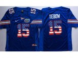 Florida Gators #15 Tim Tebow Blue USA Flag College Jersey
