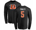 Cincinnati Bengals #5 Ryan Finley Black Name & Number Logo Long Sleeve T-Shirt
