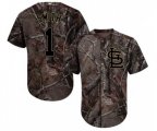 St. Louis Cardinals #1 Ozzie Smith Authentic Camo Realtree Collection Flex Base Baseball Jersey