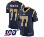 Los Angeles Rams #77 Andrew Whitworth Navy Blue Team Color Vapor Untouchable Limited Player 100th Season Football Jersey
