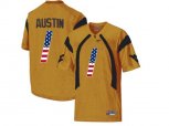 2016 US Flag Fashion West Virginia Mountaineers Tavon Austin #1 College Football Mesh Jersey - Gold