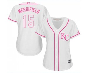 Women\'s Kansas City Royals #15 Whit Merrifield Replica White Fashion Cool Base Baseball Jersey