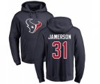 Houston Texans #31 Natrell Jamerson Navy Blue Name & Number Logo Pullover Hoodie