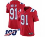 New England Patriots #91 Deatrich Wise Jr Red Alternate Vapor Untouchable Limited Player 100th Season Football Jersey