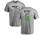 Seattle Seahawks #5 Jason Myers Ash Name & Number Logo T-Shirt