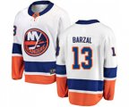 New York Islanders #13 Mathew Barzal Fanatics Branded White Away Breakaway NHL Jersey