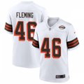 Cleveland Browns Retired Player #46 Don Fleming Nike 2021 White Retro 1946 75th Anniversary Jersey