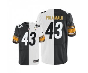Pittsburgh Steelers #43 Troy Polamalu Elite Black White Split Fashion Football Jersey