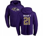 Baltimore Ravens #21 Mark Ingram II Purple Name & Number Logo Pullover Hoodie