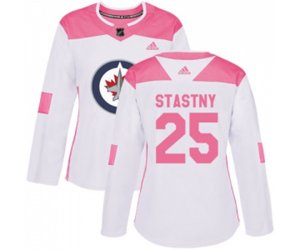 Women Winnipeg Jets #25 Paul Stastny Authentic White Pink Fashion NHL Jersey