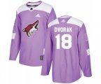Arizona Coyotes #18 Christian Dvorak Authentic Purple Fights Cancer Practice Hockey Jersey