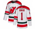 New Jersey Devils #1 Keith Kinkaid Premier White Alternate Hockey Jersey