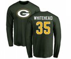 Green Bay Packers #35 Jermaine Whitehead Green Name & Number Logo Long Sleeve T-Shirt