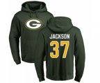 Green Bay Packers #37 Josh Jackson Green Name & Number Logo Pullover Hoodie