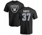 Oakland Raiders #37 Lester Hayes Black Name & Number Logo T-Shirt