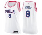 Women's Philadelphia 76ers #8 Zhaire Smith Swingman White Pink Fashion Basketball Jersey