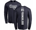 Los Angeles Rams #85 Jack Youngblood Navy Blue Backer Long Sleeve T-Shirt