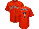 Houston Astros #7 Craig Biggio Authentic Orange Team Logo Fashion Cool Base MLB Jersey