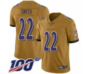 Baltimore Ravens #22 Jimmy Smith Limited Gold Inverted Legend 100th Season Football Jersey