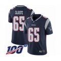 New England Patriots #65 Yodny Cajuste Navy Blue Team Color Vapor Untouchable Limited Player 100th Season Football Jersey