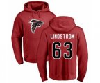 Atlanta Falcons #63 Chris Lindstrom Red Name & Number Logo Pullover Hoodie