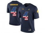 2016 US Flag Fashion-2016 Men's Jordan Brand Michigan Wolverines Jim Harbaugh #4 College Football Limited Jersey - Navy Blue