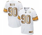 Pittsburgh Steelers #90 T. J. Watt Elite White Gold Football Jersey