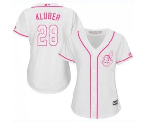 Women\'s Cleveland Indians #28 Corey Kluber Replica White Fashion Cool Base Baseball Jersey