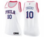 Women's Philadelphia 76ers #10 Maurice Cheeks Swingman White Pink Fashion Basketball Jersey