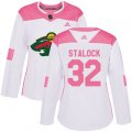 Women's Minnesota Wild #32 Alex Stalock Authentic White Pink Fashion NHL Jersey
