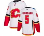 Calgary Flames #5 Mark Giordano Authentic White Away Hockey Jersey