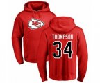 Kansas City Chiefs #34 Darwin Thompson Red Name & Number Logo Pullover Hoodie