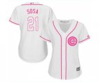 Women's Chicago Cubs #21 Sammy Sosa Authentic White Fashion Baseball Jersey