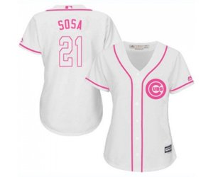 Women\'s Chicago Cubs #21 Sammy Sosa Authentic White Fashion Baseball Jersey