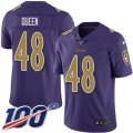 Baltimore Ravens #48 Patrick Queen Purple Stitched NFL Limited Rush 100th Season Jersey