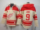 Detroit Red Wings #9 Gordie Howe Red-Cream Pullover Hooded