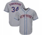 New York Mets #34 Noah Syndergaard Replica Grey Road Cool Base Baseball Jersey