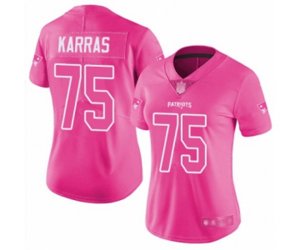 Women New England Patriots #75 Ted Karras Limited Pink Rush Fashion Football Jersey