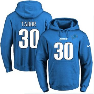 Detroit Lions #30 Teez Tabor Blue Name & Number Pullover Hoodie