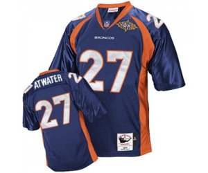 Denver Broncos #27 Steve Atwater Navy Blue Super Bowl Patch Authentic Throwback Football Jersey