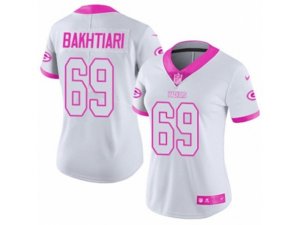Women Green Bay Packers #69 David Bakhtiari Limited White Pink Rush Fashion NFL Jersey