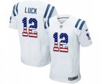 Indianapolis Colts #12 Andrew Luck Elite White Road USA Flag Fashion Football Jersey