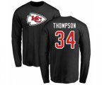 Kansas City Chiefs #34 Darwin Thompson Black Name & Number Logo Long Sleeve T-Shirt