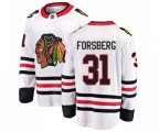 Chicago Blackhawks #31 Anton Forsberg Fanatics Branded White Away Breakaway NHL Jersey