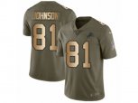 Detroit Lions #81 Calvin Johnson Limited Olive Gold Salute to Service NFL Jersey